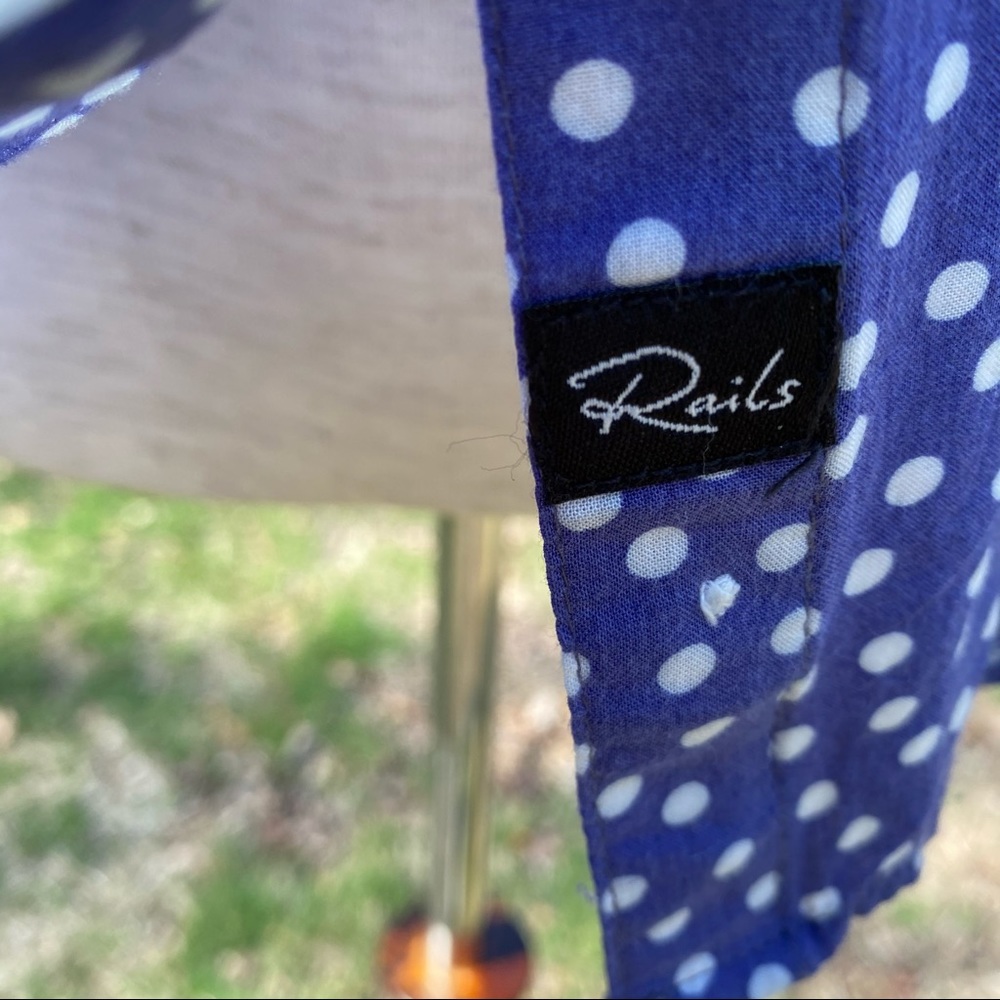 RAILS TOP BUTTON DOWN BLOUSE BLUE WHITE DOT LONG SLEEVE SIZE S - Picture 5 of 11